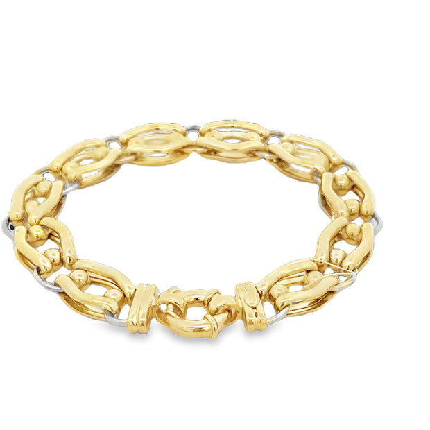 Open Fancy Link Bracelet in 18k Two Tone Gold