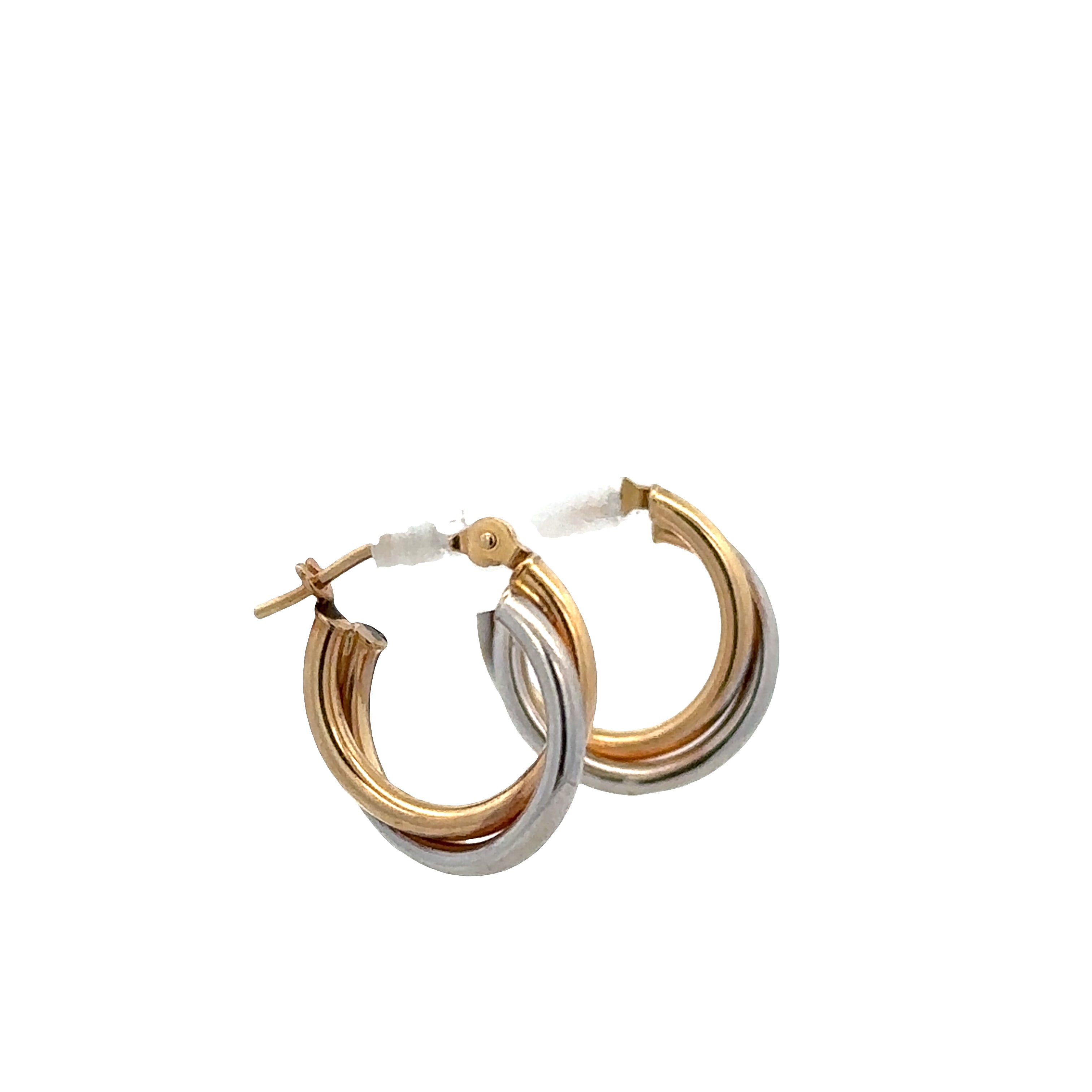 14k White & Yellow Gold Twist Hoop Earrings – 1/2" Tall