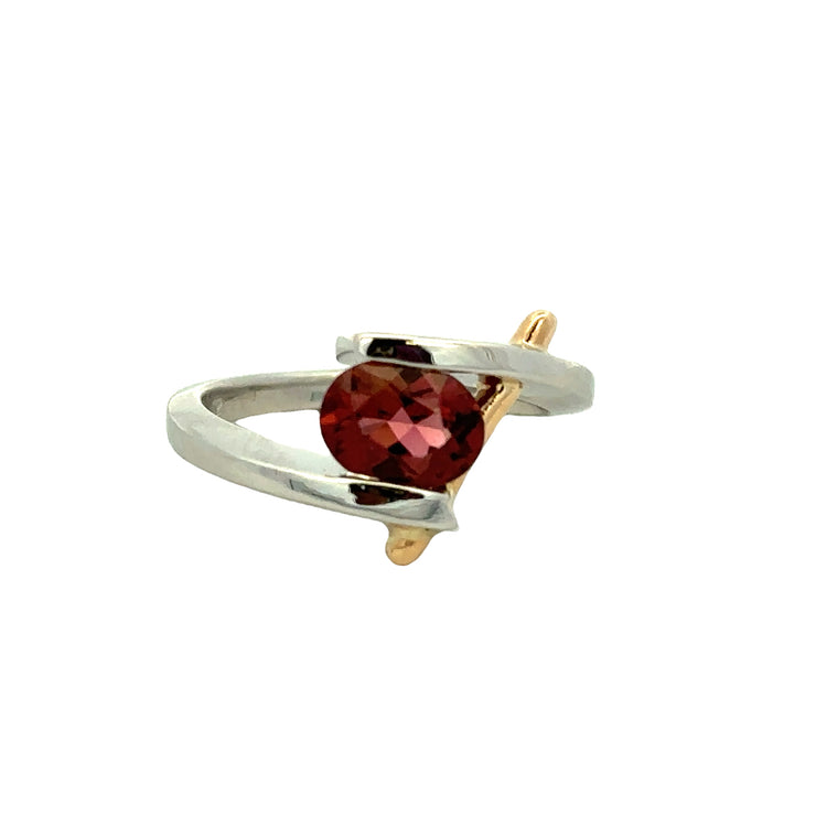 1.08 ct. Pink Tourmaline Ring in Platinum and 24k Gold