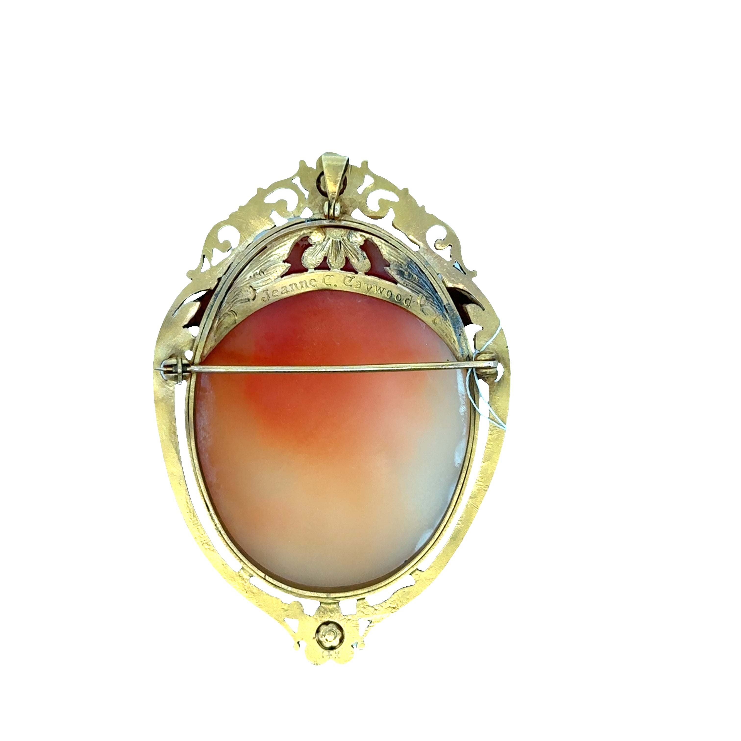 Vintage Mid-Century 14k Yellow Gold Shell Cameo Brooch