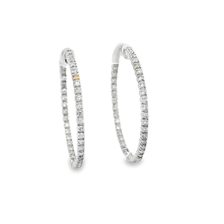 Diamond Hoop Earrings in White Gold