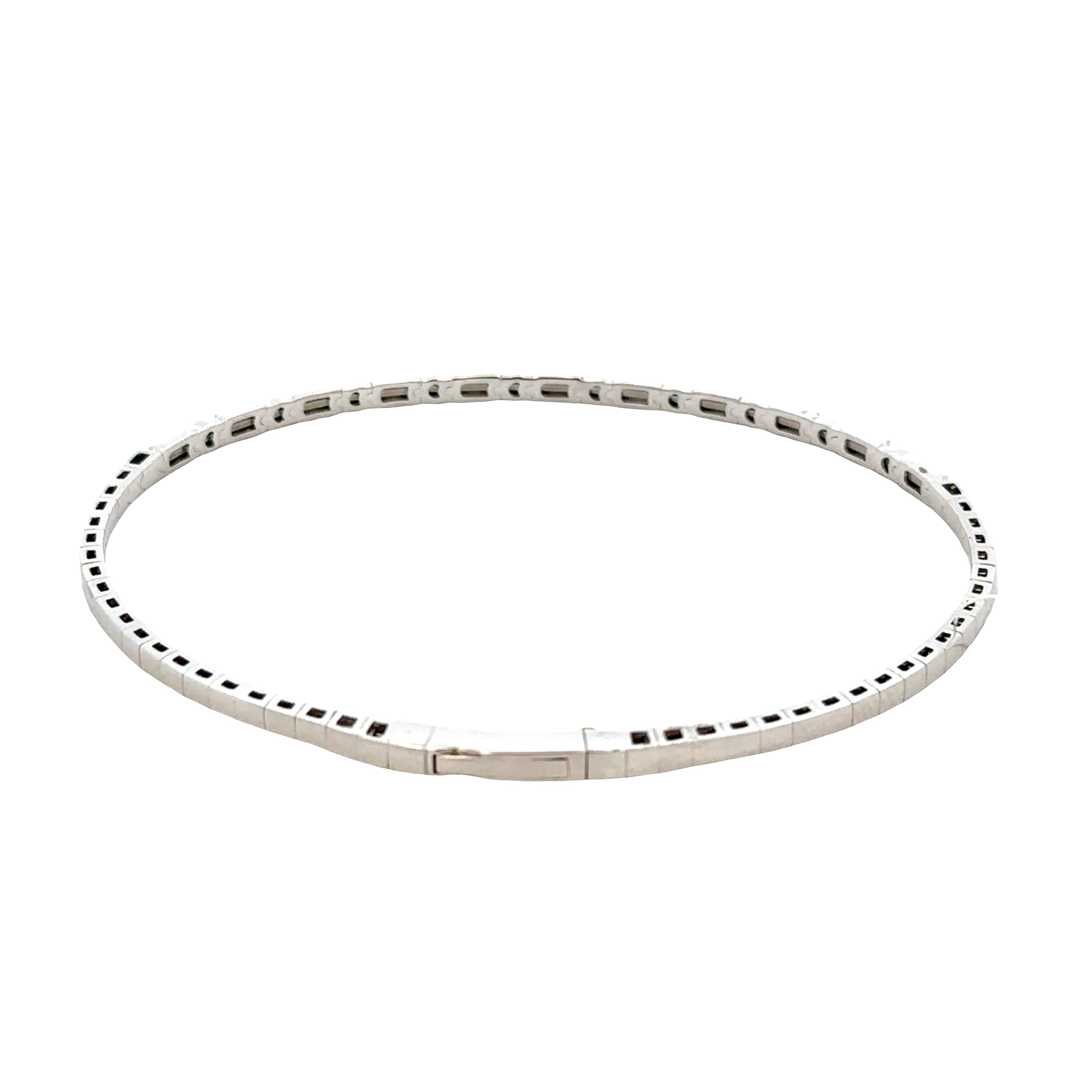 14k White Gold Sapphire and Diamond Bangle Bracelet