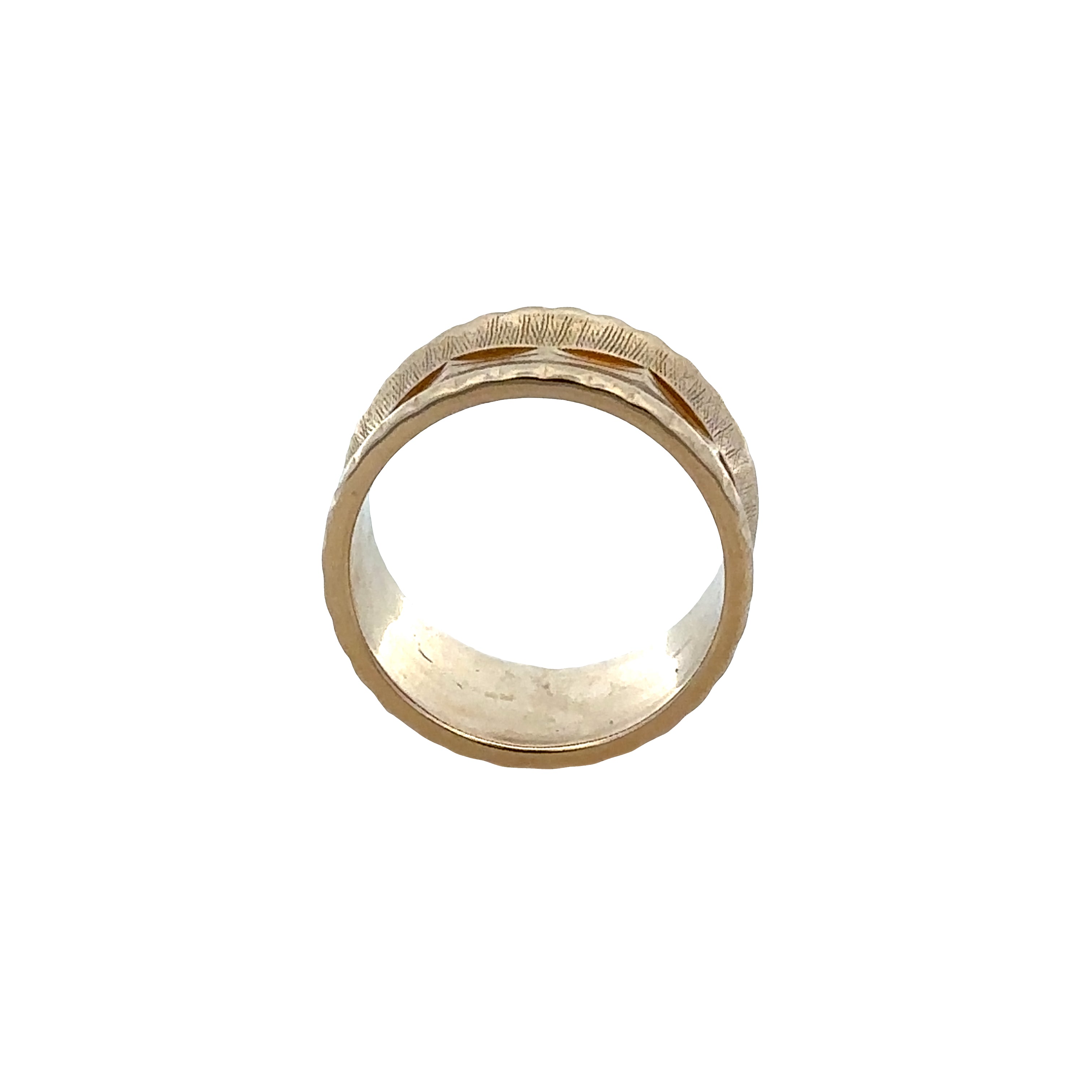 14k Yellow Gold Textured Wide Band – Size 6.25