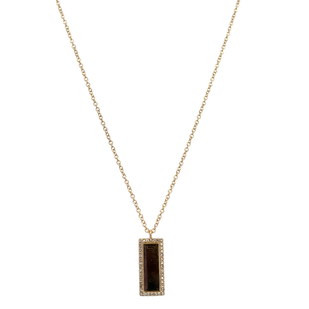 Petite Rectangular Diamond Pendant in Yellow Gold