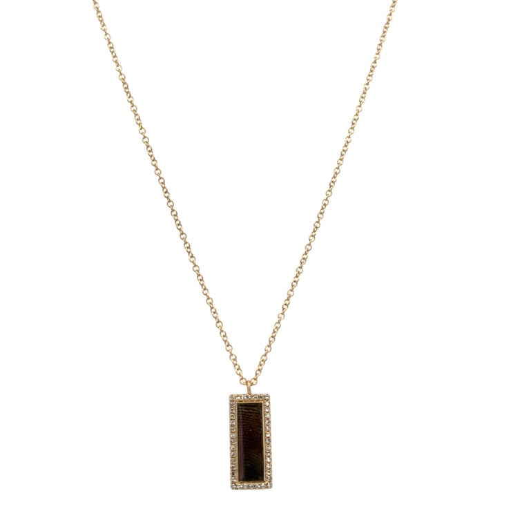 Petite Rectangular Diamond Pendant in Yellow Gold