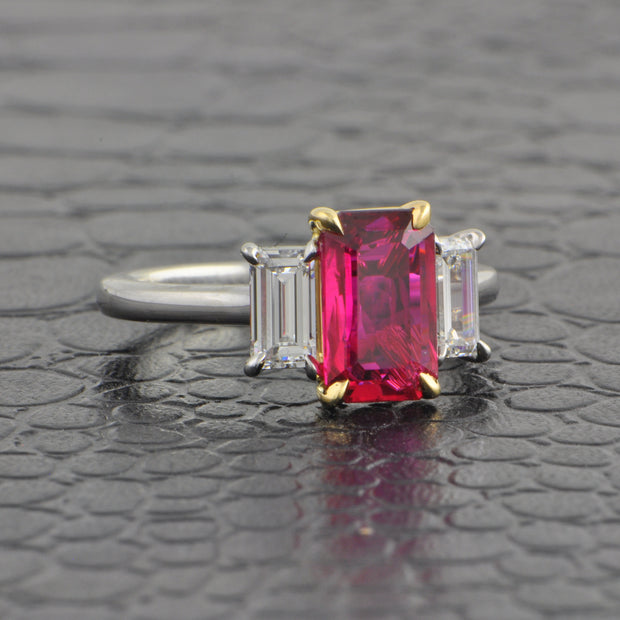 GIA 2.02 ct. Ruby and Diamond Ring in Platinum and 18k Yellow Gold