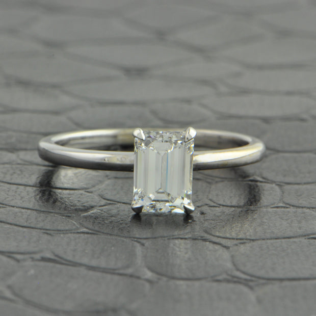 GIA 1.03 ct. Emerald Cut Diamond Engagement Ring in White Gold