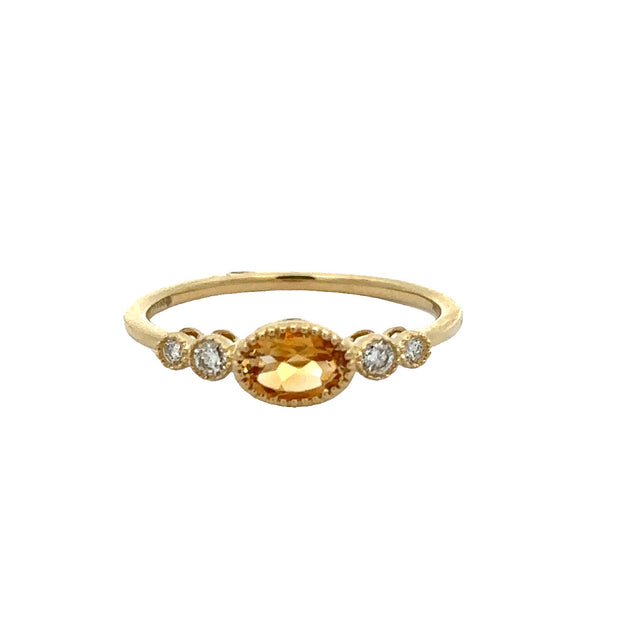 Citrine and Diamond Ring in Yellow Gold