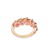 Foliate Style Ruby and Diamond Band in Rose Gold