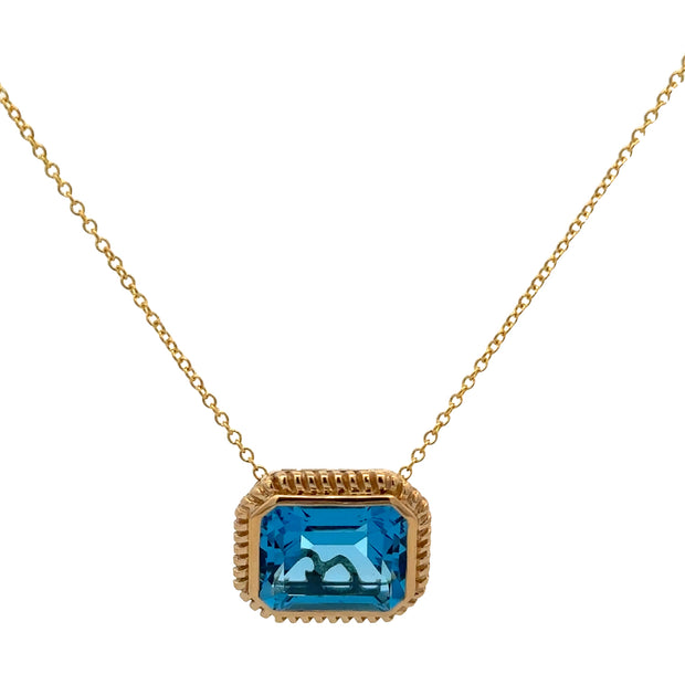 Blue Topaz Necklace in Yellow Gold