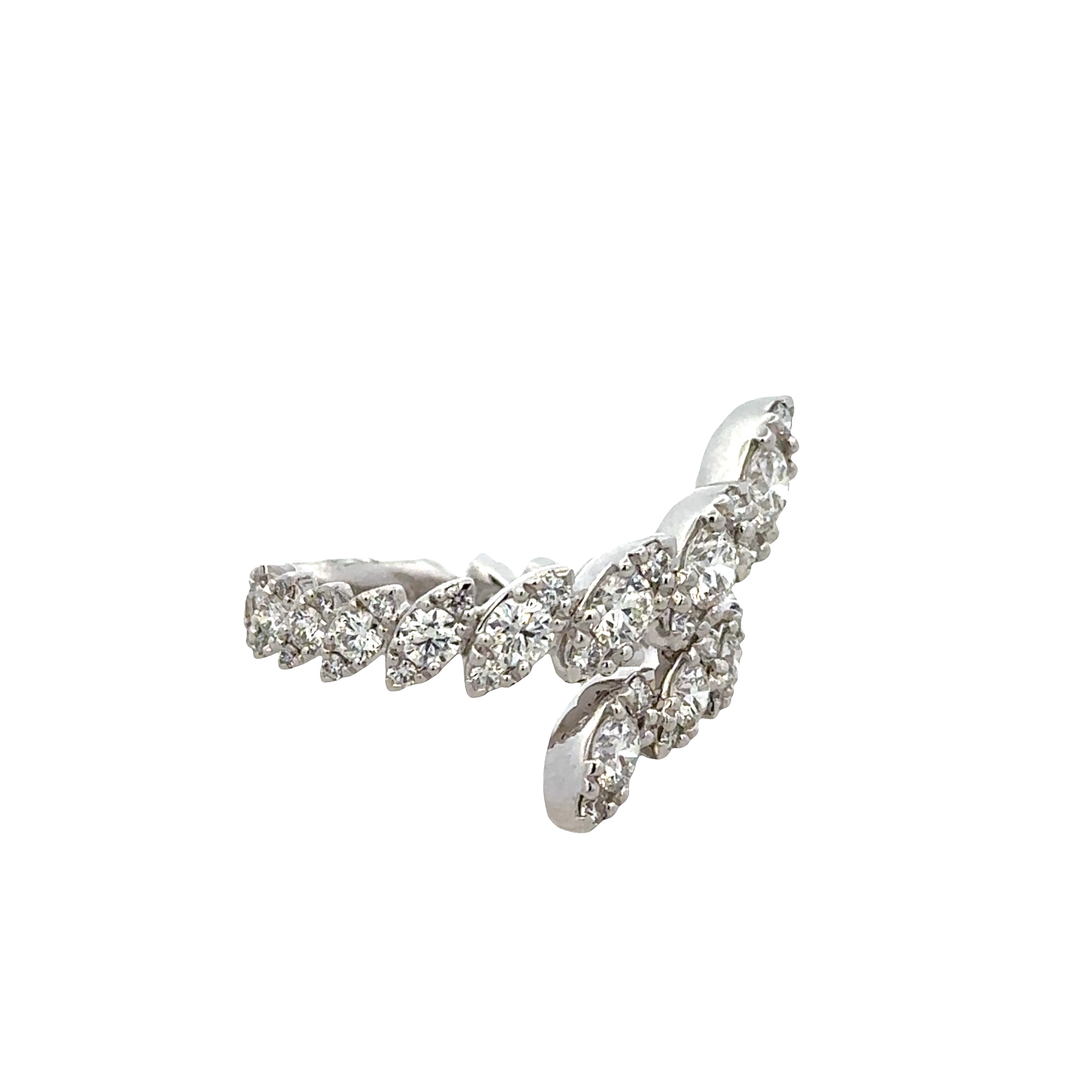 18k White Gold Diamond Bypass Ring – Size 6.5