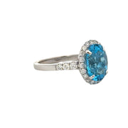 Blue Topaz and Diamond Ring in 18k White Gold
