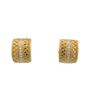 Textured Diamond Huggie Earrings in 18k Yellow Gold