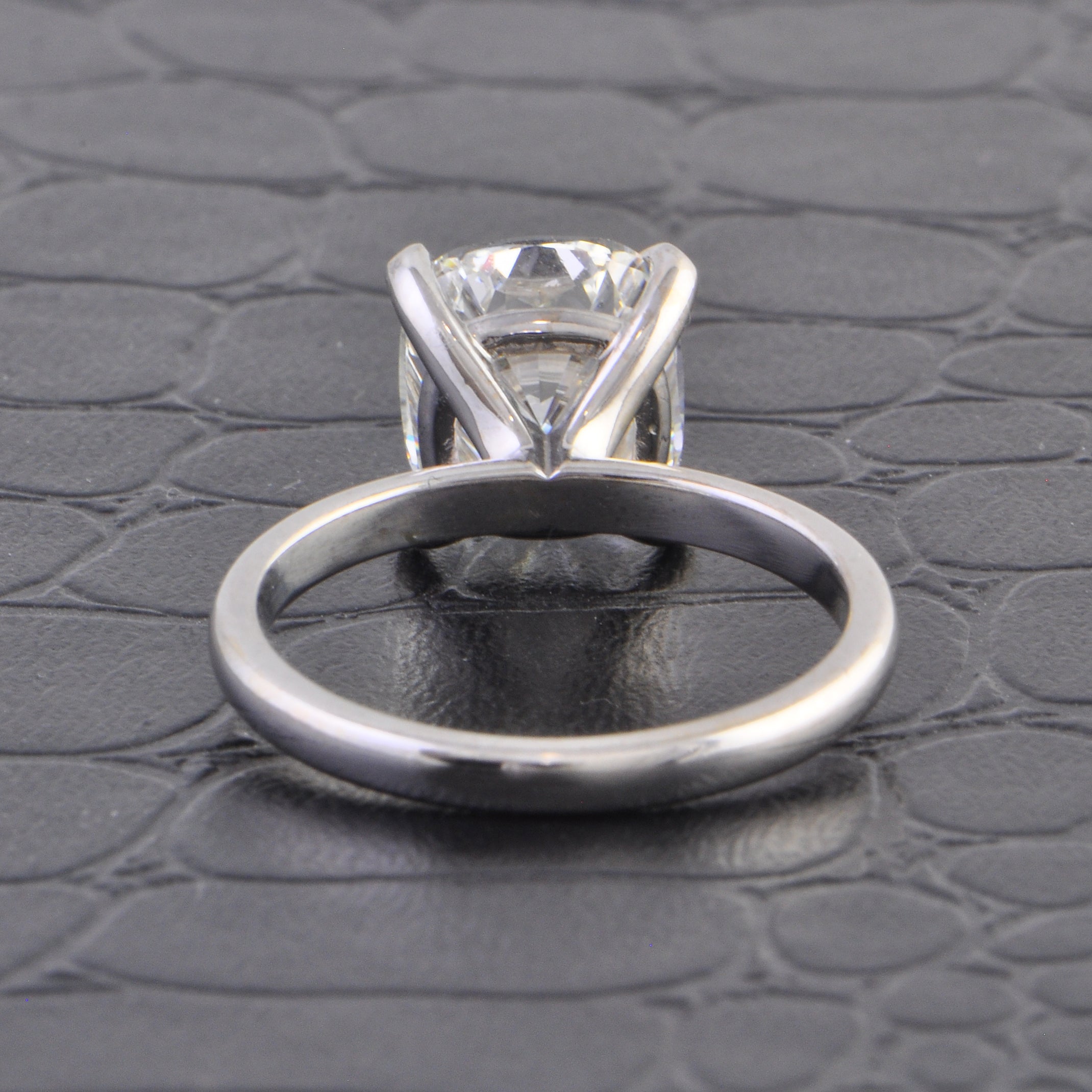 14k White Gold 4.14 Carat Cushion Cut Diamond Engagement Ring with GIA Certification