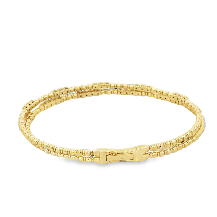 Flexible Diamond Double Row Bracelet in Yellow Gold