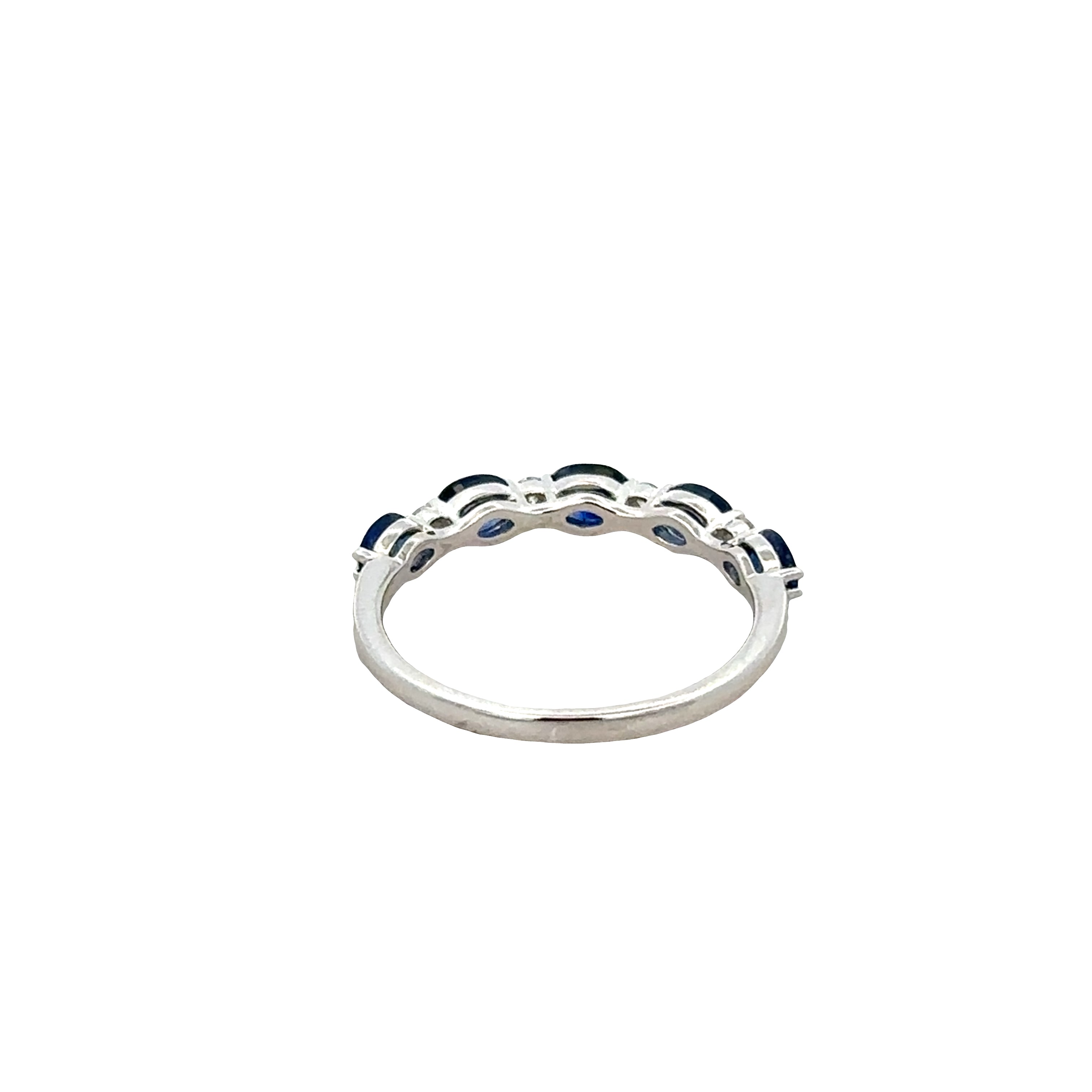 14k White Gold Sapphire & Diamond Band – Size 7