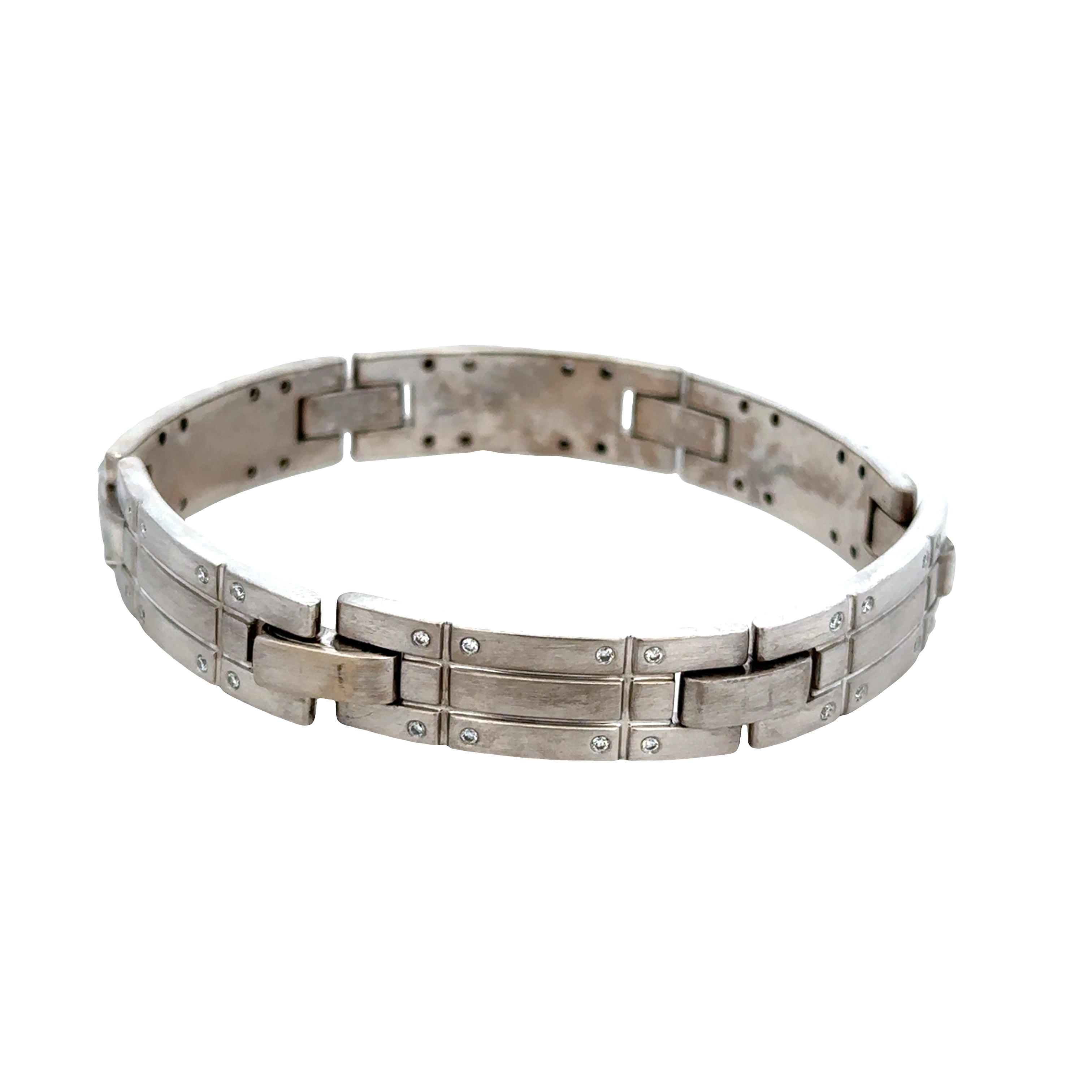 Estate Tiffany & Co. 18k White Gold Diamond Panel Link Bracelet