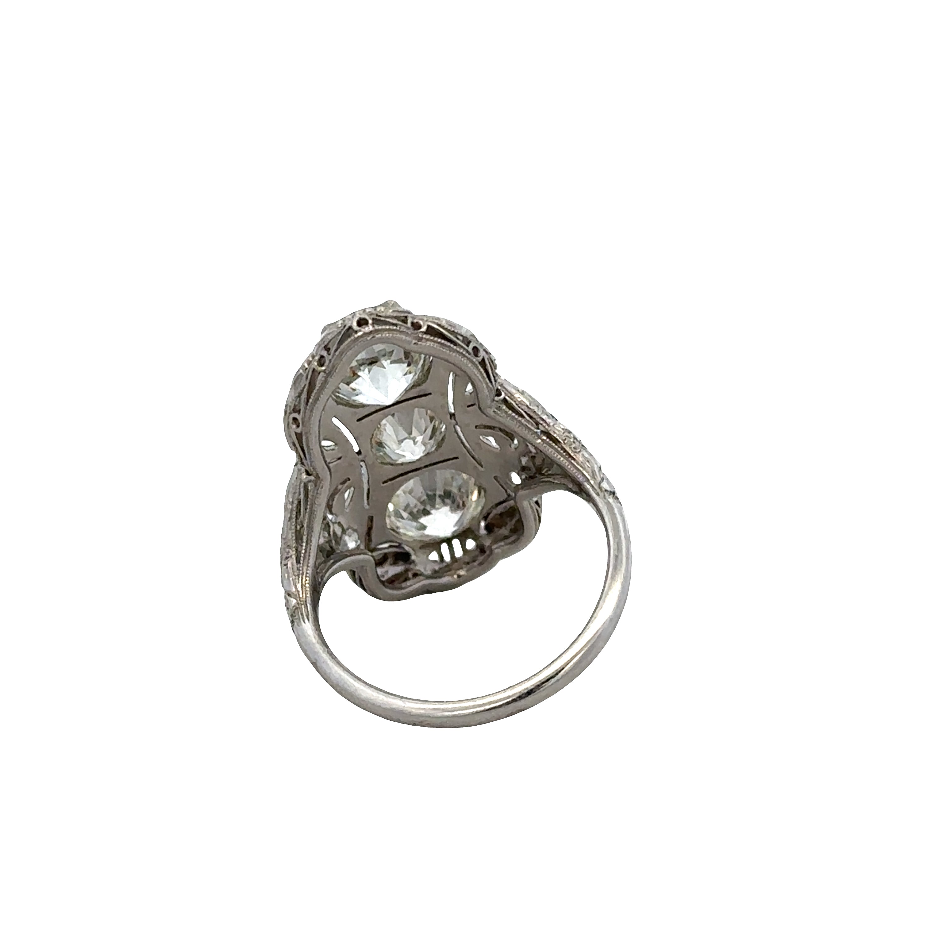 Antique Platinum Art Deco Diamond Cocktail Ring – Size 6.25
