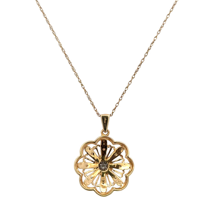 Floral Diamond Pendant in Yellow Gold