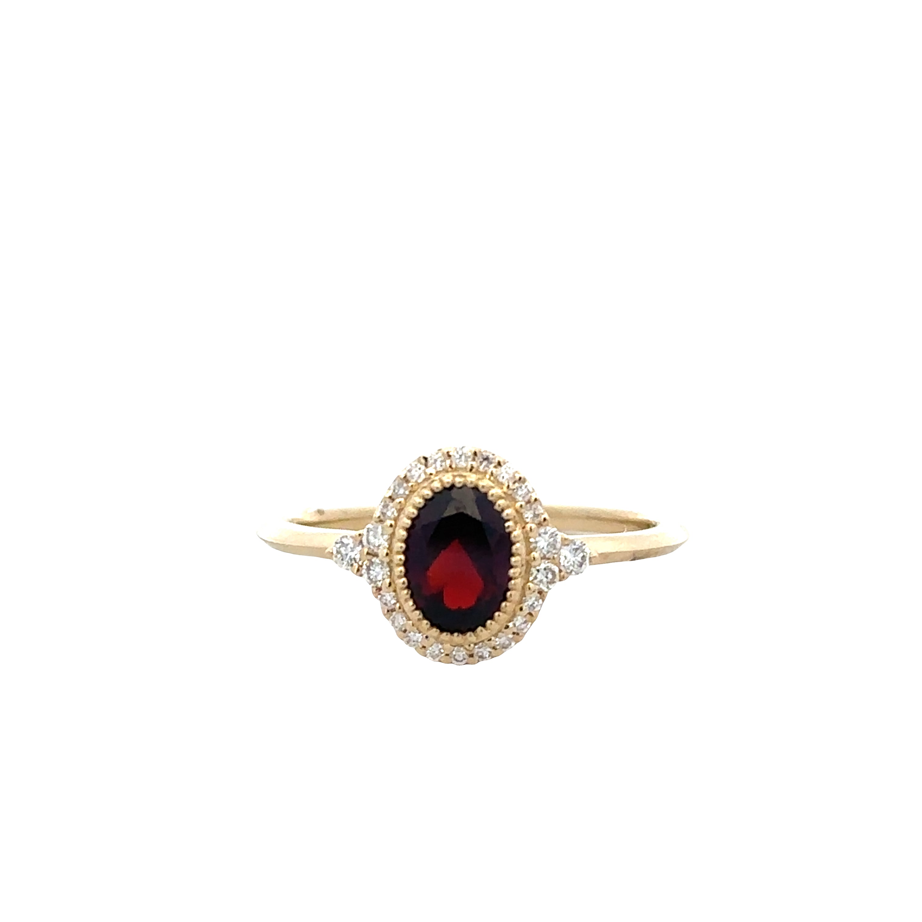 14k Yellow Gold Ruby and Diamond Bezel Set Ring