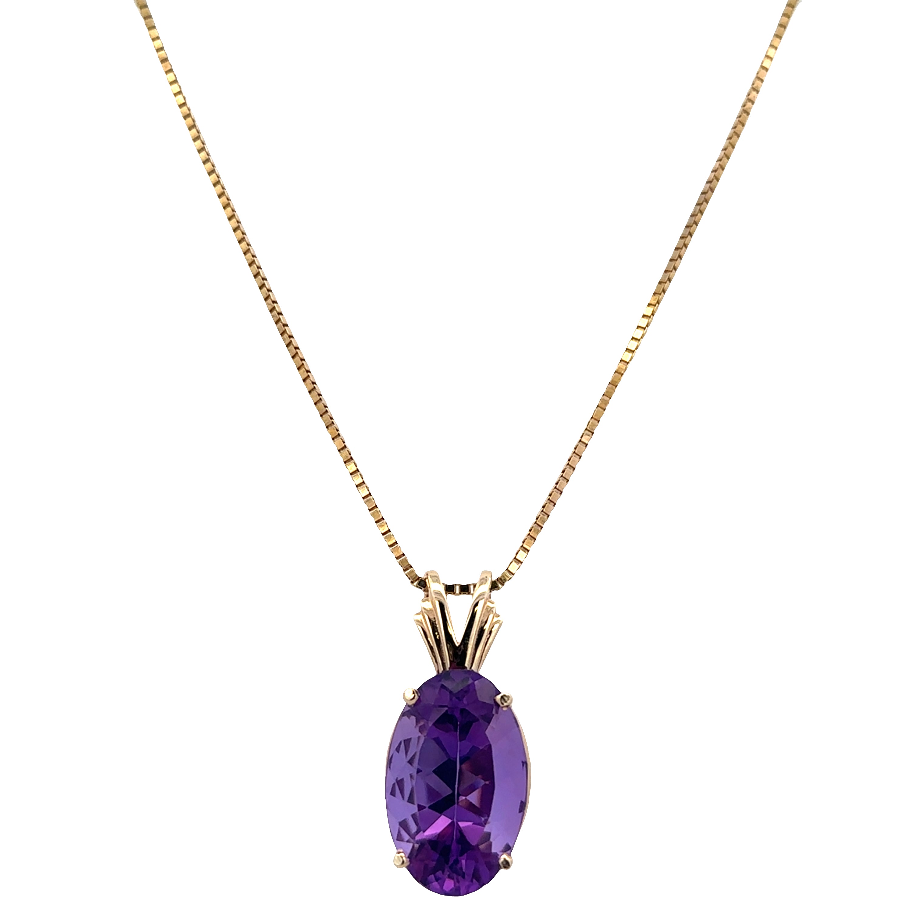 14k Yellow Gold Amethyst Pendant – 18.90 Carats