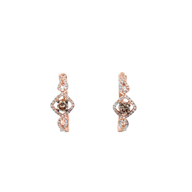 Openwork Diamond Hoop Earrings in Rose Gold