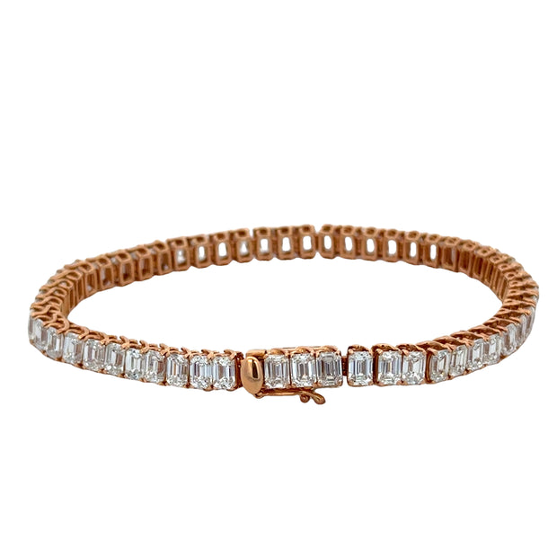 14.87 CTW Emerald Cut Diamond Tennis Bracelet in 18K Rose Gold