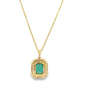 Emerald and Diamond Pendant in Yellow Gold