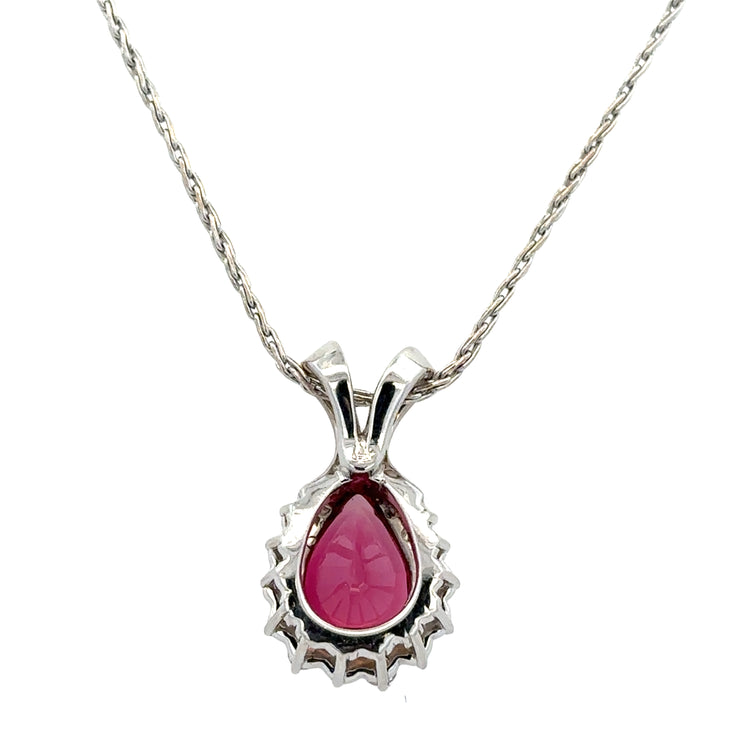 Pink Tourmaline and Diamond pendant in White Gold