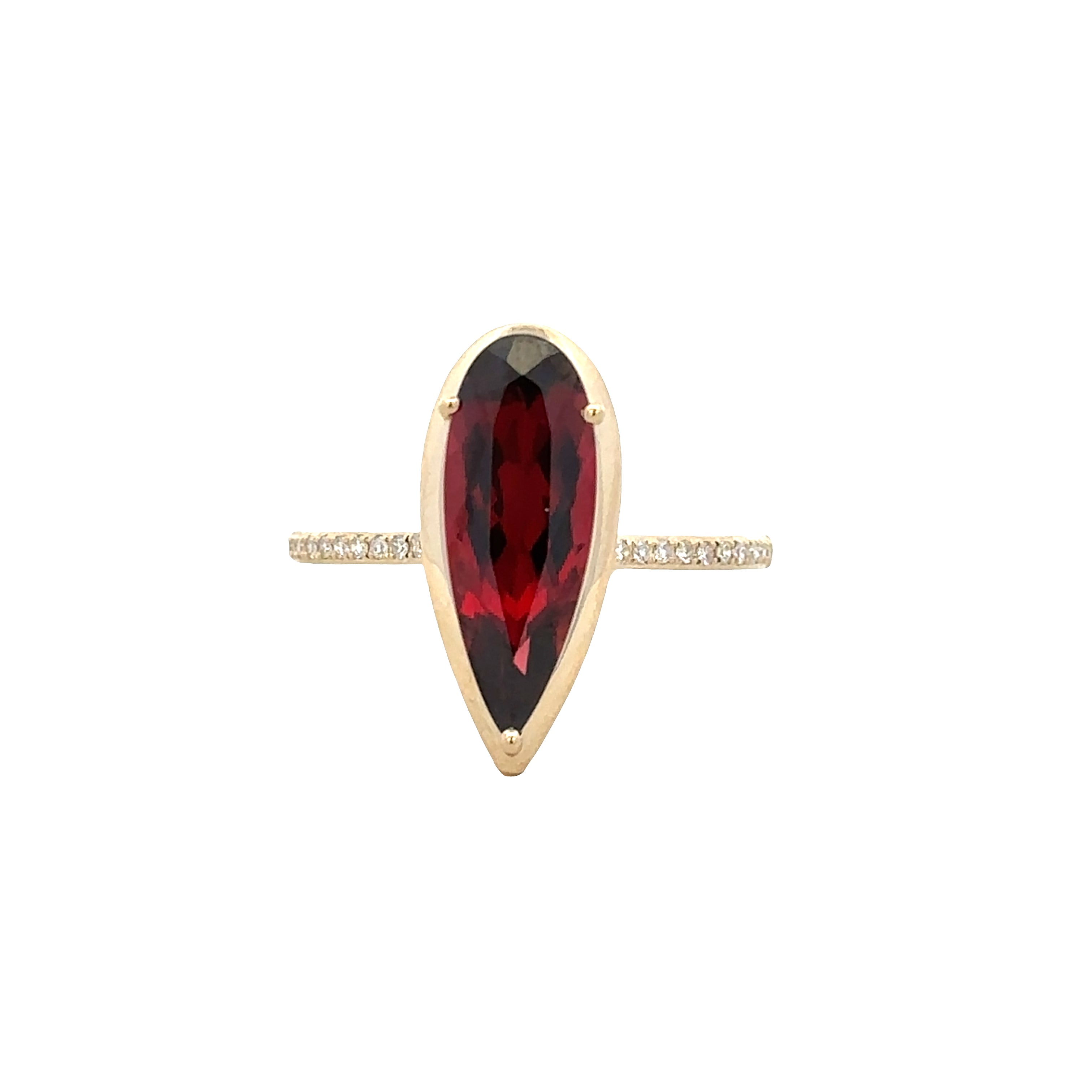 14k Yellow Gold Garnet & Diamond Ring – Size 7.25