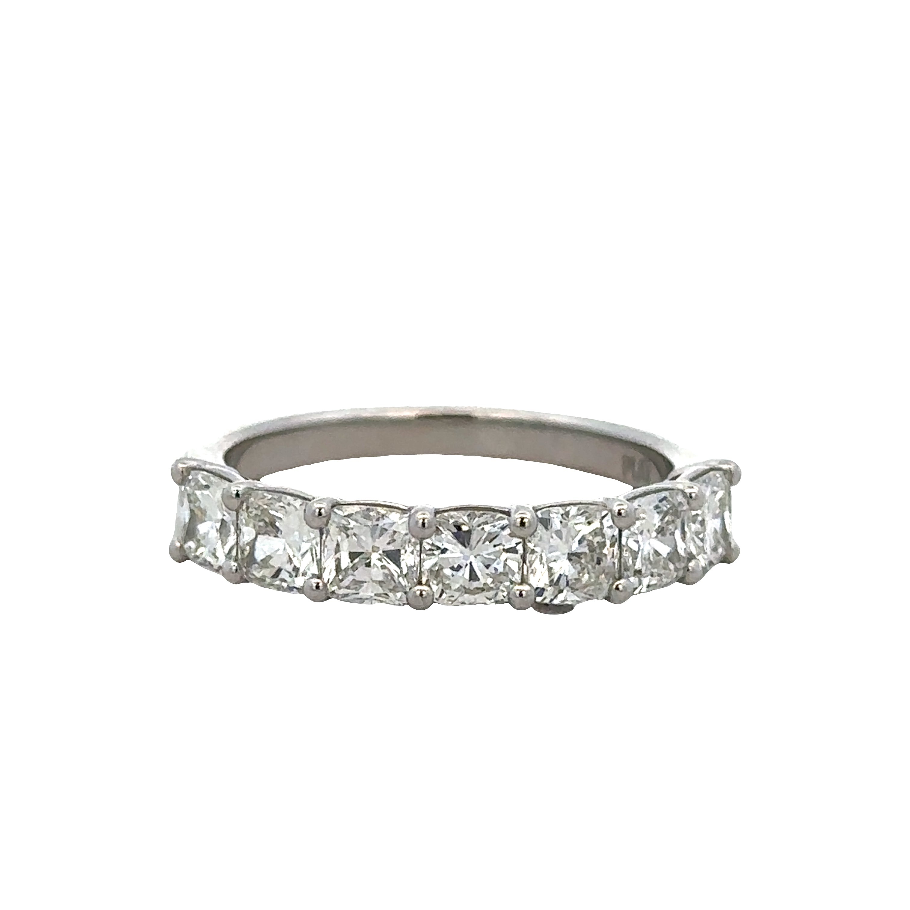 Platinum 2.10 Carat Cushion Cut Diamond Wedding Band – Size 7