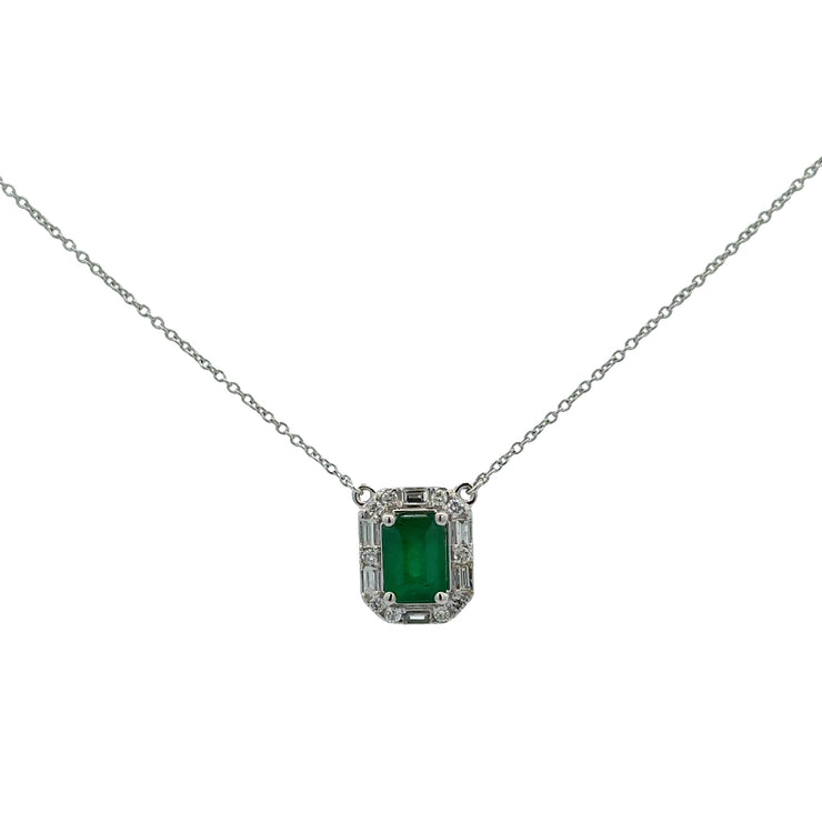 Emerald and Diamond Necklace in White Gold