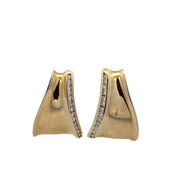 Curved Modern Diamond Huggie Earrings in Yellow Gold