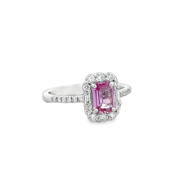 Pink Sapphire and Diamond Ring in White Gold