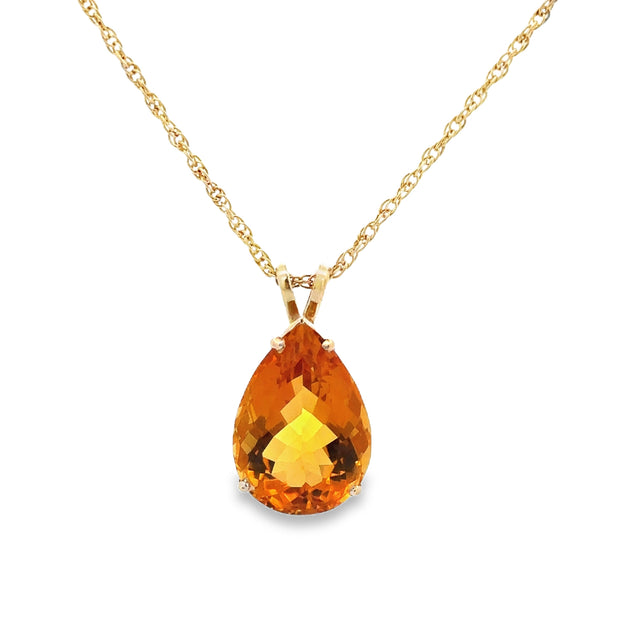 Golden Topaz Pendant in Yellow Gold