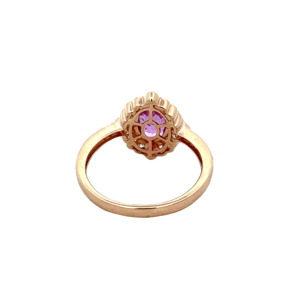 Pink Sapphire and Diamond Ring in Rose Gold