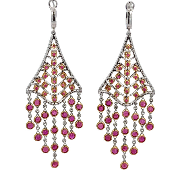 Magnificent Ruby and Diamond Chandalier Style Earrings