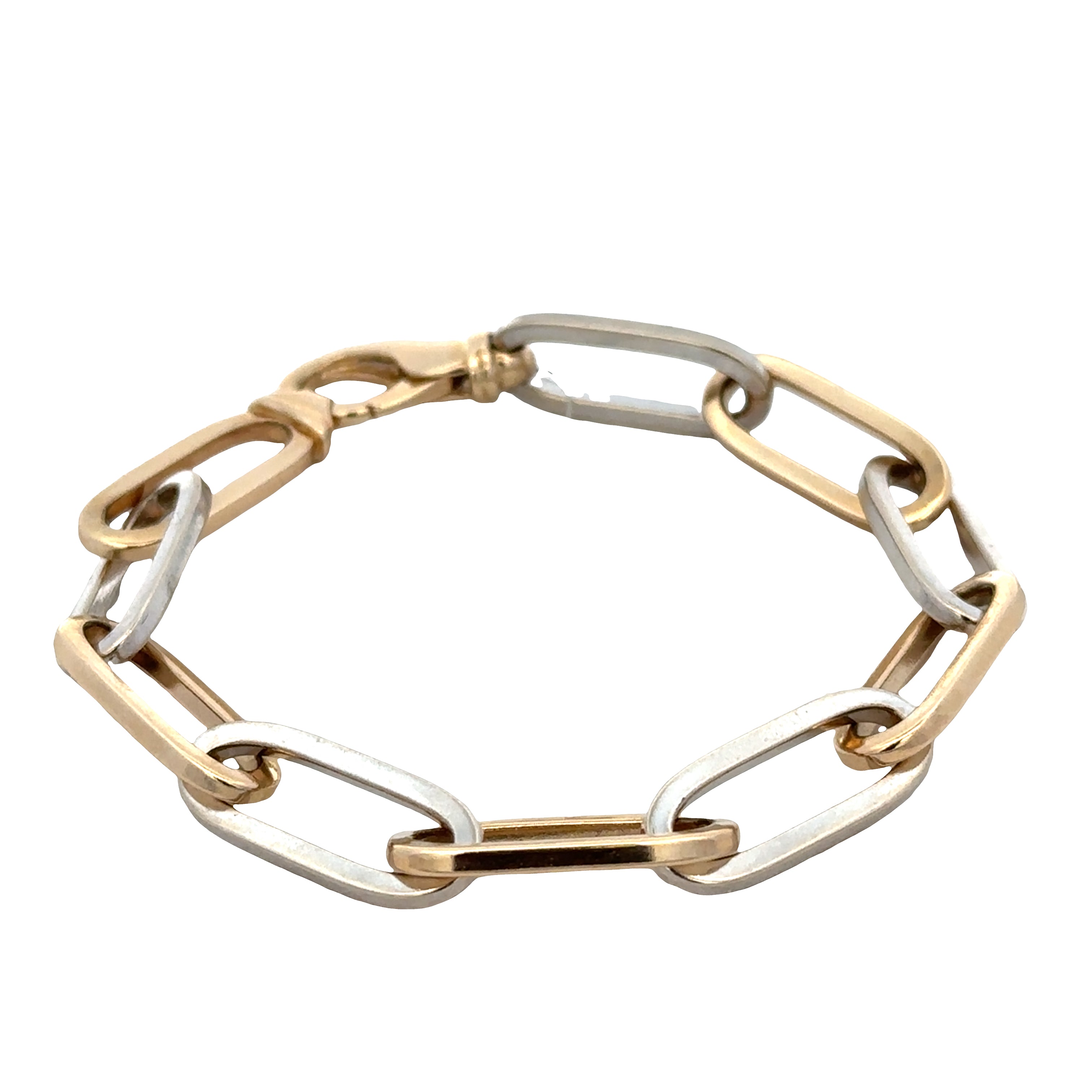 14k Yellow & White Gold Paperclip Link Bracelet – 8"
