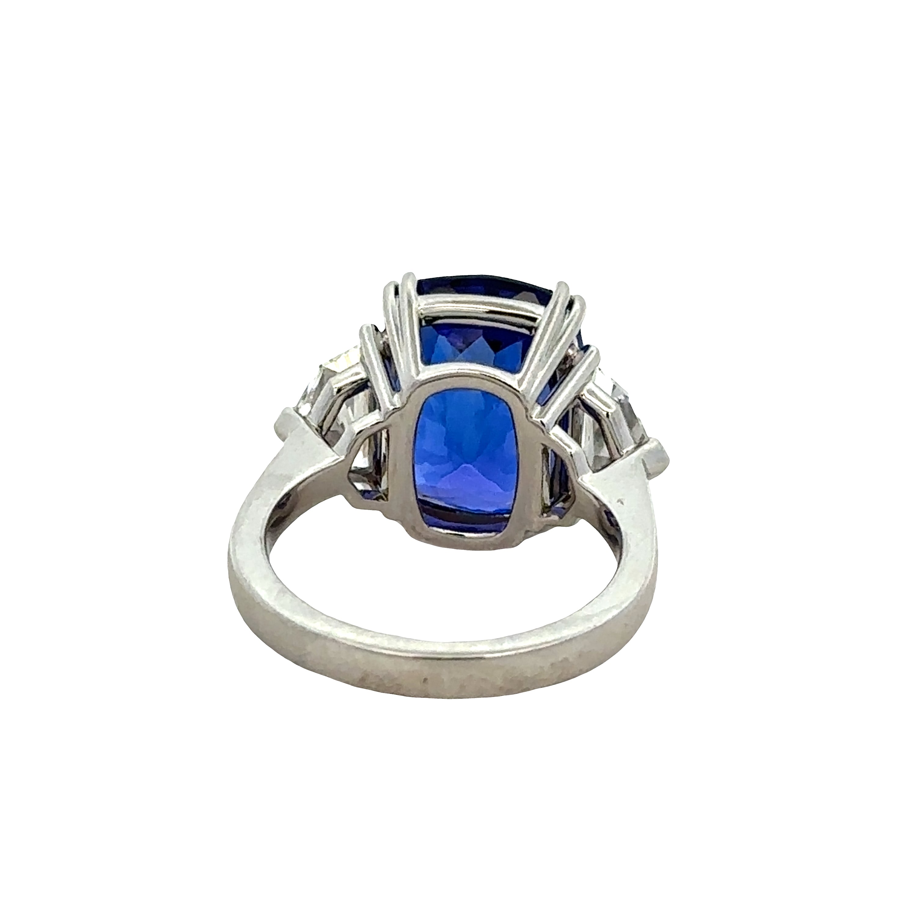Platinum Tanzanite & Diamond Three-Stone Statement Ring – Size 7