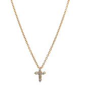 Petite Diamond Cross Necklace in 18k Yellow Gold