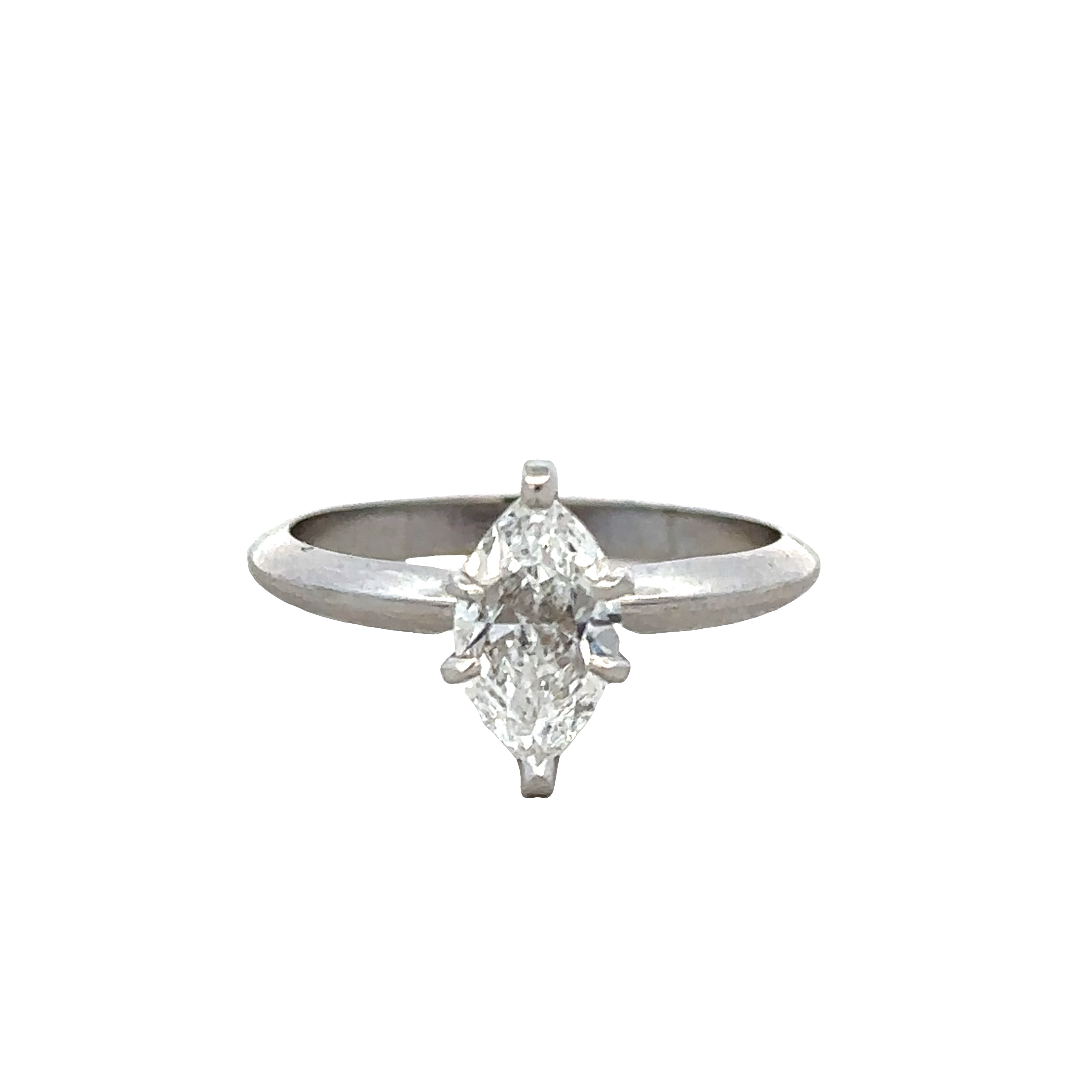 14k White Gold Marquise Diamond Engagement Ring – Size 6.5