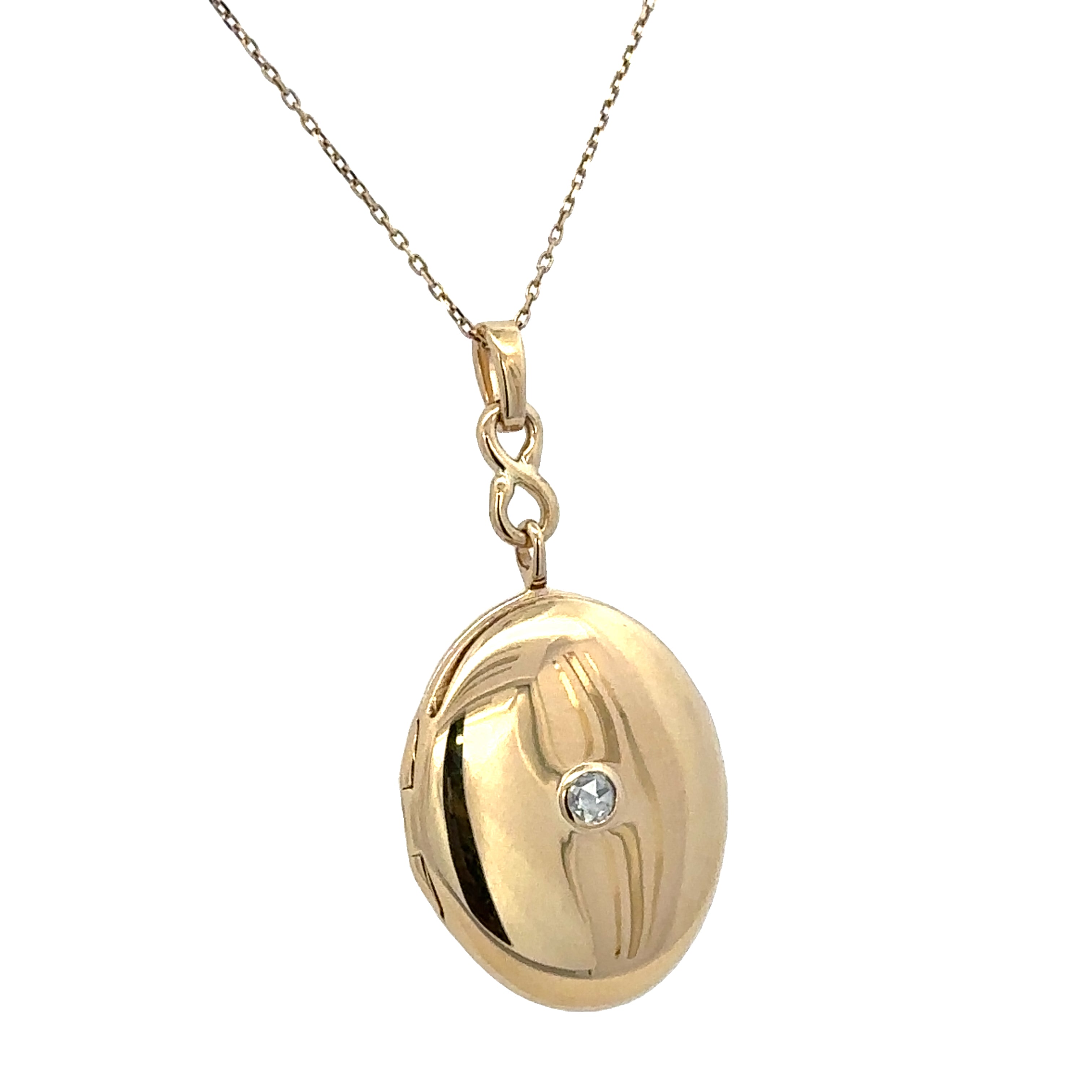 Estate Monica Rich Kosann Rose Cut Diamond Oval Locket in 18k Yellow Gold