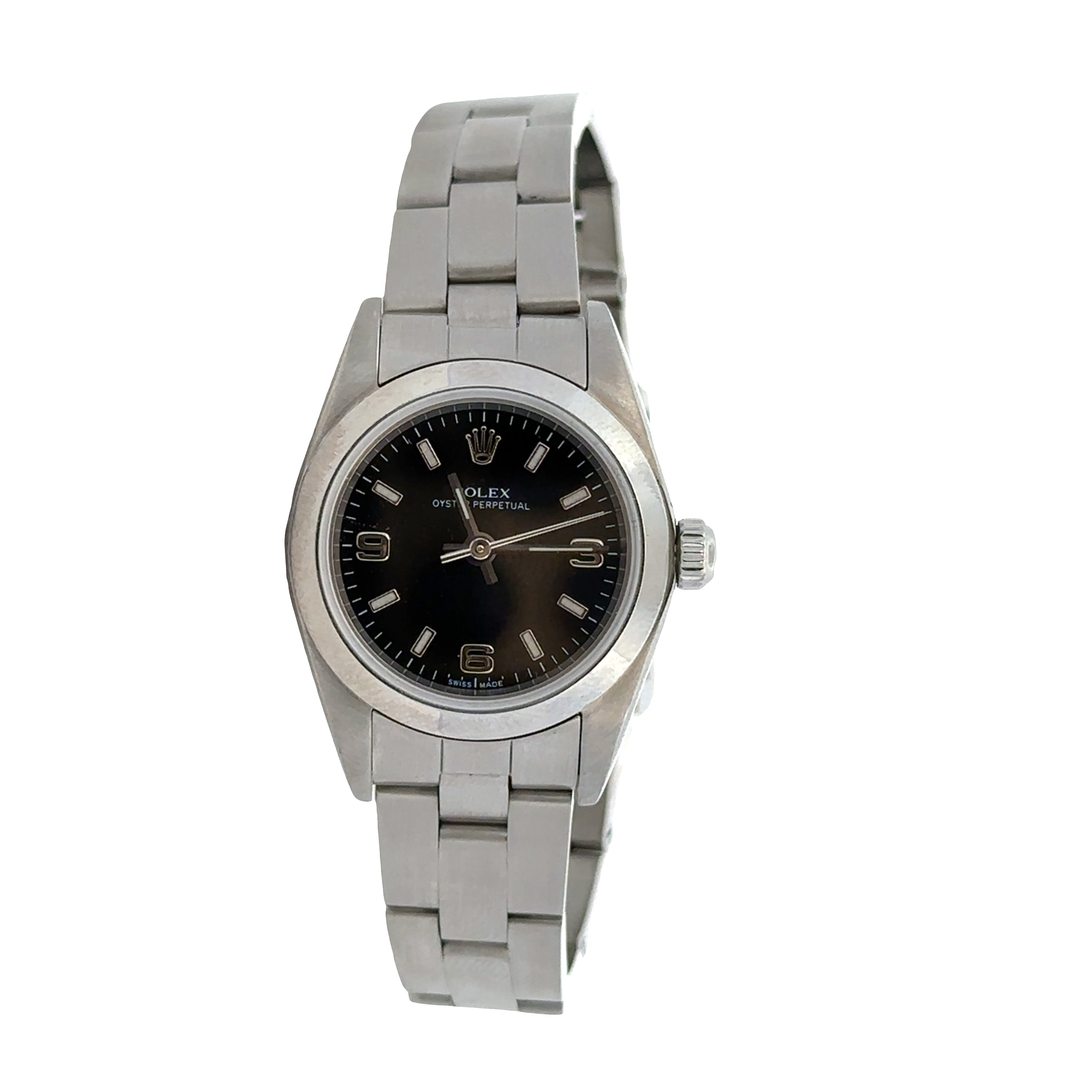 Pre-owned Rolex Oyster Perpetual Ladies Watch – 24mm, Black Dial, Automatic – Ref. 76080