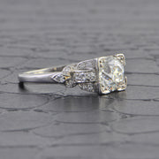 Antique Art Deco Old Mine Cut Diamond Engagement Ring in Platinum