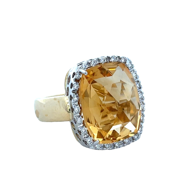 Statement Citrine and Diamond Ring in 18k Gold