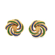 Vintage 1970s Enameled Swirl Clip-on Earrings