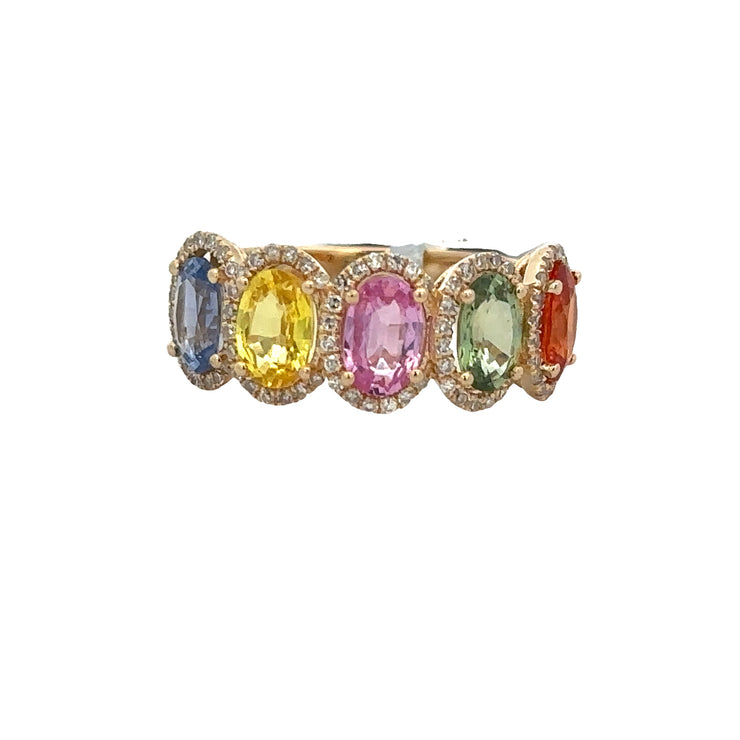 Multicolored Sapphire Band in Yellow Gold