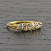 Antique Edwardian Old Mine Cut Diamond Band in 18k Yellow Gold