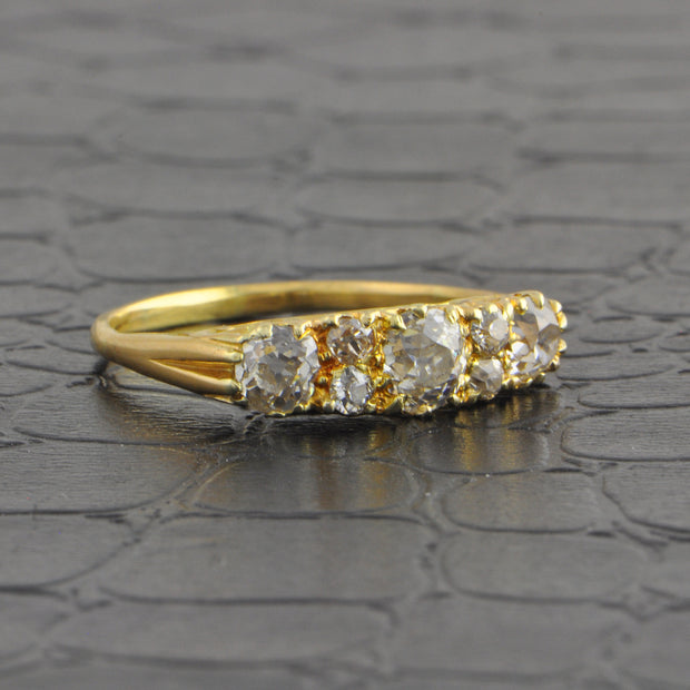 Antique Edwardian Old Mine Cut Diamond Band in 18k Yellow Gold