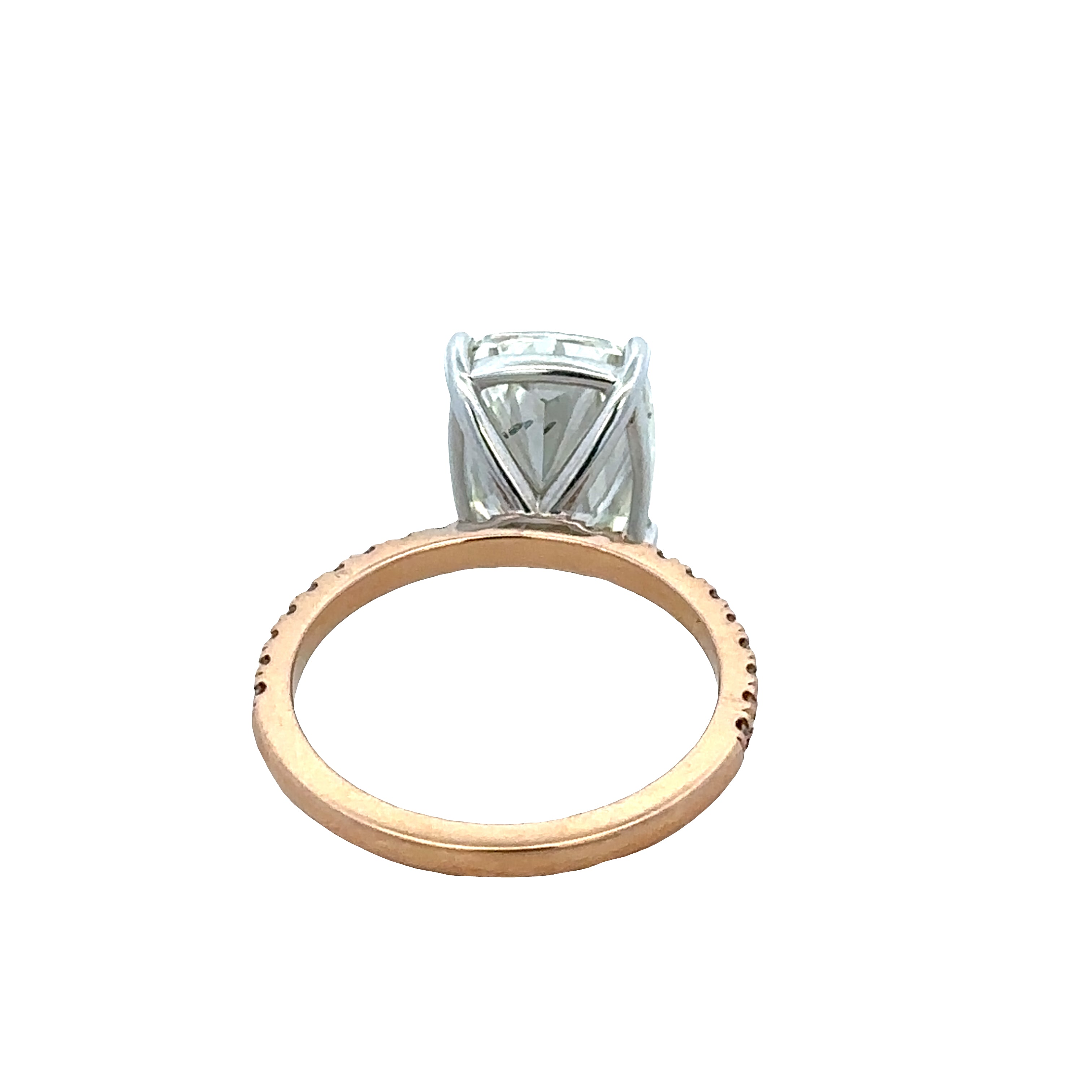 18k Rose Gold 4.27ct Cushion Cut Diamond Engagement Ring with Accent Diamonds – Size 6